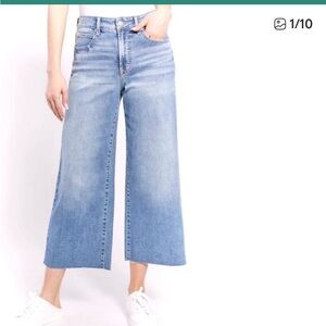 Oat New York High Rise Wide Leg Crop Med wash Jeans size 8/29